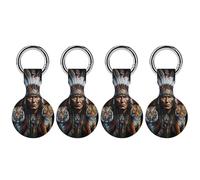 Native U.S. Chief Tiger Funny Protective Case Compatible with Airtag GPS Tag Tracker Cover for Pet Luggage Key