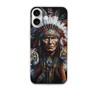 Native U.S. Chief Tiger Printed Phone Case Compatible with iPhone 16 Series TPU Anti-fingerprint Protective Cover for Women Men