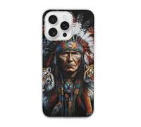 Native U.S. Chief Tiger Printed Phone Case Compatible with iPhone 16 Series TPU Anti-fingerprint Protective Cover for Women Men