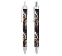Native U.S. Chief Tiger Smooth Retractable Ballpoint Pens Personalized Rolling Ball Pen Black Ink Office Supplies for Men Women 2 PCS