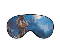Native U.S. Indian Man Wolf Castle Sleep Masks Breathable Eye Covers Adjustable Strap for Travel Home Office Use
