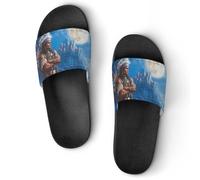 Native U.S. Indian Man Wolf Castle Slippers for Indoor Outdoor