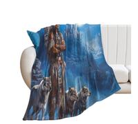 Native U.S. Indian Man Wolf Castle280GSM Throws Blanket 60"x80"