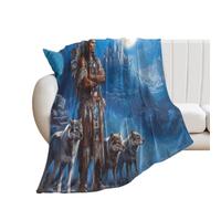 Native U.S. Indian Man Wolf Castle280GSM Throws Blanket 70"x80"