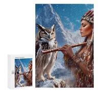 Native U.S. Indian Woman Flute Music Owl Stylish Adults Jigsaw Puzzle Funny Wooden Educational Game Art Home Decor