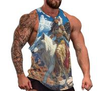 Native U.S. Indian Woman Wolf Undershirts Mens Vest Tank Tops Crew Neck Lightweight Running Singlet Gym T-Shirt