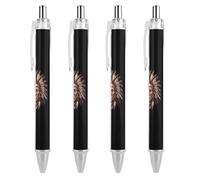 Native U.S. Warrior Face Retractable Ballpoint Pen 0.5 Fine Point Flexible Round Barrel for Writing Comfort 4 PCS AS PIC 1