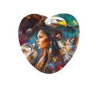 Native U.S. Woman Wolf Ea-gles Car Aromatherapy Tablets Air Freshener Hanging Scented Cards for Rooms Bathrooms Wardrobe Love form