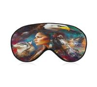 Native U.S. Woman Wolf Ea-gles Sleep Masks for Women Men Cute Eye Mask Soft Patch Blackout Eye Cover Travel Blindfold