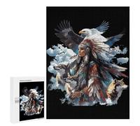 Native U.S. Woman Wolf Funny Wooden Picture Vertical Version Puzzle Wood Jigsaw Creative Gift for Adults And Family Game