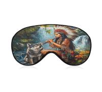 Native U.S. Woman Wolf Music Sleep Masks for Women Men Cute Eye Mask Soft Patch Blackout Eye Cover Travel Blindfold