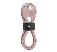 Native Union Belt Cable - 1.2m (4ft) Ultra-Strong Reinforced [MFi Certified] Durable Lightning to USB Charging Cable with Leather Strap compatible with iPhone/iPad (Rose)