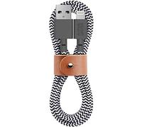 Native Union Belt Cable - 1.2m (4ft) Ultra-Strong Reinforced [MFi Certified] Durable Lightning to USB Charging Cable with Leather Strap compatible with iPhone/iPad (Zebra)