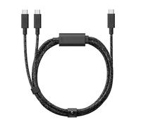 Native Union Belt Cable 2-in-1 - 2m/6.5ft Multi-Device High Speed Charging Cable with Leather Strap for all Type-C Devices - 140W USB-C to two USB-C Connectors - Made with Recycled Materials (Cosmos)