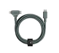 Native Union Belt Cable Duo - 5ft Ultra-Strong Braided Universal Charging Cable - Made with Recycled Material - 2-in-1 Multi-Device MFi Certified Connector for Lightning & Type-C devices (Slate Green)