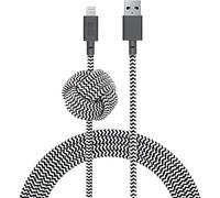 Native Union Night Cable - 10ft Ultra-Strong Reinforced [MFi Certified] Lightning to USB Charging Cable with Weighted Knot Compatible with iPhone 14, iPhone 13 and Earlier(Zebra)