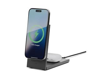 Native Union Rise 2-in-1 Magnetic Wireless Charger - Qi2 Certified & MagSafe Compatible - 15W Fast-Charging Foldable Charging Stand for iPhone Air, 17, 17e, AirPods Pro 3 (Black)