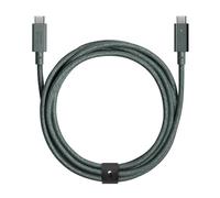 Native Union Type-C Belt Cable Pro - 240W USB-C to USB-C - 2.4m Ultra-Strong Charging Cable with Leather Strap for iPhone Air, 17e, 17 Pro Max, MacBook Pro 14"/16" M5, Air 13"/15" M5 (Slate Green)