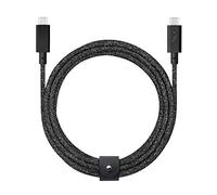 Native Union Type-C Belt Cable Pro - USB-C to USB-C - 2.4m Ultra-Strong Charging Cable with Leather Strap Compatible with MacBook Pro 2017-2022, Microsoft Surface Go, Google Pixel 7/7 Pro (Cosmos)