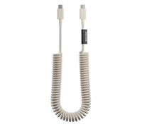 Native Union USB-C Pop Cable XL - Coiled Extendable - 2.4m/7.9ft Ultra-Strong Charging Cable Compatible with iPhone Air, 17e, 17 Pro Max, iPad Pro M5, Galaxy S26, Fold 7 (Sandstone)
