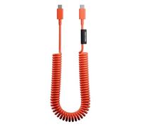 Native Union USB-C Pop Cable XL - Coiled Extendable - 2.4m/7.9ft Ultra-Strong Charging Cable Compatible with iPhone Air, 17e, 17 Pro Max, iPad Pro M5, Galaxy S26, Fold 7 (Alarm Red)