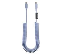 Native Union USB-C Pop Cable XL - Coiled Extendable - 2.4m/7.9ft Ultra-Strong Charging Cable Compatible with iPhone Air, 17e, 17 Pro Max, iPad Pro M5, Galaxy S26, Fold 7 (Azure)
