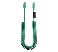 Native Union USB-C Pop Cable XL - Coiled Extendable - 2.4m/7.9ft Ultra-Strong Charging Cable Compatible with iPhone Air, 17e, 17 Pro Max, iPad Pro M5, Galaxy S26, Fold 7 (Pine)