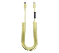 Native Union USB-C Pop Cable XL - Coiled Extendable - 2.4m/7.9ft Ultra-Strong Charging Cable Compatible with iPhone Air, 17e, 17 Pro Max, iPad Pro M5, Galaxy S26, Fold 7 (Lemon)