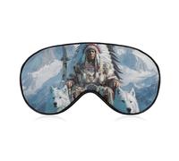 Native USA Indian Wolf Ea-gles Sleep Mask Lightweight Blindfold Eye Mask with Adjustable Strap for Men Women