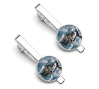 Native USA Indian Wolf Ea-gles Tie Clips for Men Necktie Tie Clip Tie Bars for Business Wedding Gifts 5.5x2.2cm
