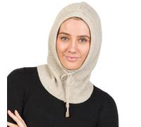 Native World Scarfclava | Possum Merino & Silk | Drawstring Warm Hooded Scarf Hat | Soft, Lightweight & Breathable Knit | Made in New Zealand (Natural)