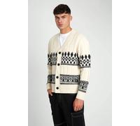 Native Youth Men's Cable Knit Fairisle V-Neck Button Long Sleeve Cardigan in Off-White | Size: Medium Native Youth Off-White M