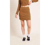 Native Youth Women's Geometric Print Jersey A-Line Mini Skirt in Mustard | Size: XS Native Youth Mustard XS