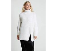 Native Youth Women's Longline Cable Knit Roll Neck Jumper in Cream | Size: Small Native Youth Cream S