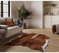 NativeSkins Faux Cowhide Rug - Hawthorn Brown (Large) | 4'7" x 6'7" | Cow Print | Western Bedroom Decor | Hand-Cut, Faux Suede No-Slip Backing | Western Rug | Animal Print | Cow Hide