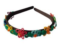 Nativilis Handcrafted Tatting Floral Bloom Headband, Cotton Crochet Lace, Multicolour Boho Design, 15 x 12 cm, Traditional Frivolite Technique, #101