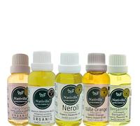 Nativilis Organic Essential Oils Set - Ylang Ylang, Geranium, Neroli, Sweet Orange & Bergamot - 5x30ml for Relaxation, Comfort & Floral-Citrus Aromatherapy