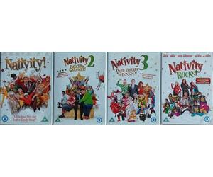 NATIVITY 1-4 COMPLETE COLLECTION / 1. NATIVITY / 2. DANGER IN THE MANGER / 3. DUDE WHERE'S MY DONKEY / 4. NATIVITY ROCKS = ULTIMATE 4x DVD UK SET