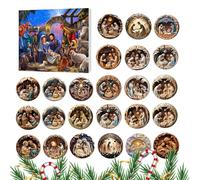 Nativity 2024, Christmas Holiday, Advent Calendars Nativity Scene Ornaments, 3D Flat Nativity Scene Decorations, With 24 Acrylic Pendants