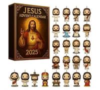 Nativity Advent Calendar 2025, 24 Days Jesus Figurines, Christian Religious Advent Calendar for Christmas Tree Ornaments