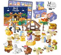 Nativity Advent Calendar 2025, 24 Days of Nativity Scene Set Building Blocks Christmas Countdown 2025 STEM Toy XMAS Surprises Gift Advent Calendars for Christmas Party Favors