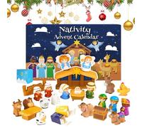 Nativity Advent Calendar 2025, Christmas Countdown Calendar with 25 Pieces Christian Festive Decorations, Nativity Scene Set, Religious Playset for Home Office Church Shelf Desk