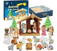 Nativity Advent Calendar 2025 for Kids, 24 Days of Nativity Scene Set, Christmas Countdown with Resin Figurines, Toddler Advent Calendars for Boys & Girls