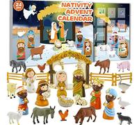 Nativity Advent Calendar 24 Days Christmas Countdown Cartoon Resin Nativity Set for Kids Christmas Gift Advent Calendar 2023..