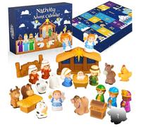 Nativity Advent Calendar 25Pcs Cute Little Peoples Nativity Set Happy Parent-Child Time Religious Advent Calendar for Toddlers, Kids, Boys, Girls 2025