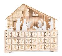 Nativity Advent Calendar Wooden Fill Your Own Advent Calendar with 24 Drawers Lights up Nativity Scene Christmas Advent Calendar 2024 24 Days Countdown,No Battery