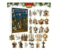 Nativity Advent Calendars 2025,24Days of Christmas Countdown Calendar with 2D Acrylic Jesus Ornaments,ThePath to Bethlehem Advent Calendar,Birth Of Jesus Christmas Tree Decor Gift for Believers