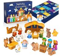 Nativity Advent Calendars 2025, Nativity Scene Advent Calendars 2025 with 24 Pieces Christian Religious Decorations Set, Christmas Countdown Calendar for Home Classroom Office Church Shelf Desk