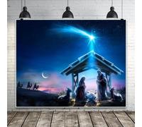 Nativity Backdrop 10x8ft Christmas Manger Scene Backdrop Holy Birth of Jesus Nativity Scene Star of Bethlehem Background Religious Church Decor Banner Photo Props