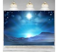 Nativity Backdrop Christmas Star Night Bethlehem Over Desert Birth of Background Photographic Xmas Winter Banner 240X180cm